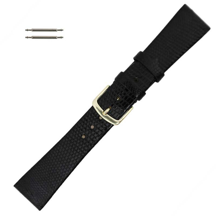 Hadley Roma Genuine Lizard Black Watch Strap 16mm Short