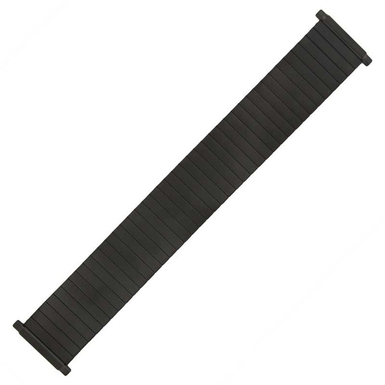 Hadley Roma Black Expansion Metal Watchband with Expandable Ends To Fit 20-24 MM