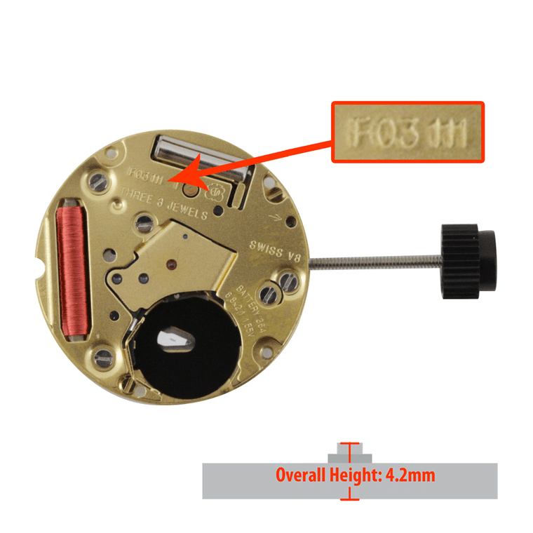 ETA 2 Hand High Version Quartz Watch Movement F03.111-2.3 Date at 3:00 Overall Height 4.2mm