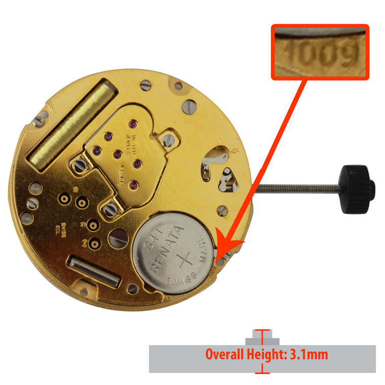 Harley Ronda 2 Hand Quartz Watch Movement HQ1009 Small Second at 6:00 Overall Height 3.1mm