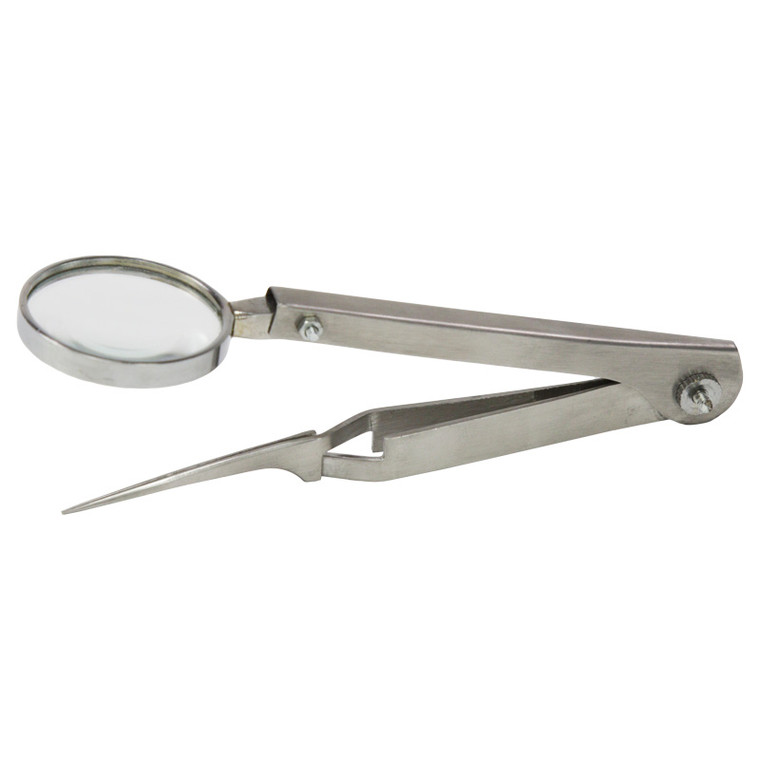 Cross Lock Tweezers with Magnifier