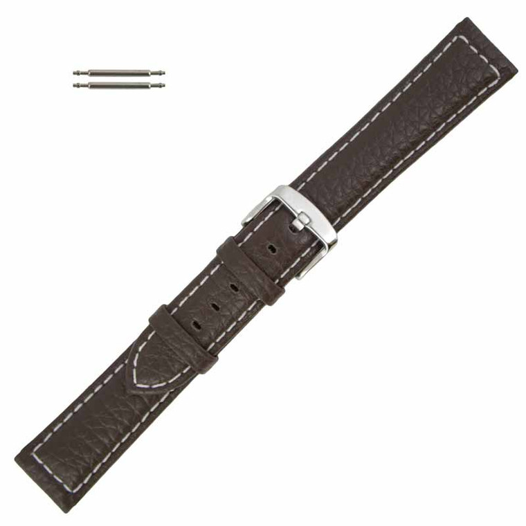 Extra Long Leather Watch Band 22 MM Brown Leather Buffalo Chronograph Grain