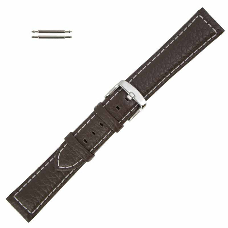 Extra Long Leather Watch Band 20 MM Brown Buffalo Chronograph Grain