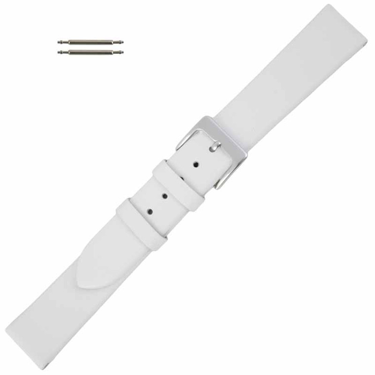 Long Leather Watch Band 16MM Smooth Calf White