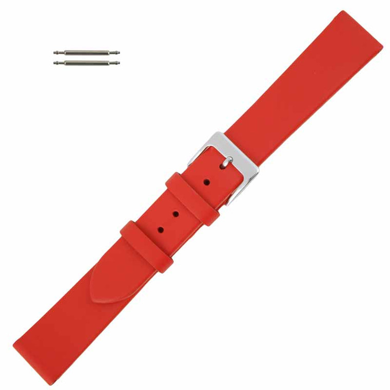 Red Leather Long Watch Band 20MM Smooth Calf