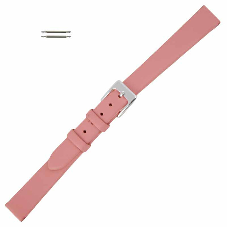 Pink Leather Long Watch Band 14MM Smooth Calf