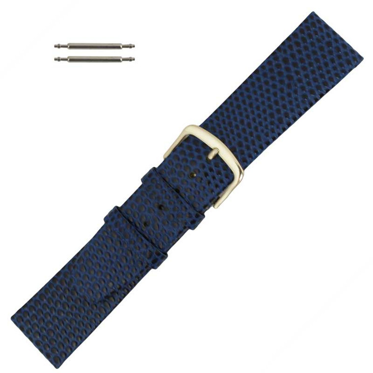 Blue Leather Watch Band 20mm Lizard Grain 7 1/2 Inch Length