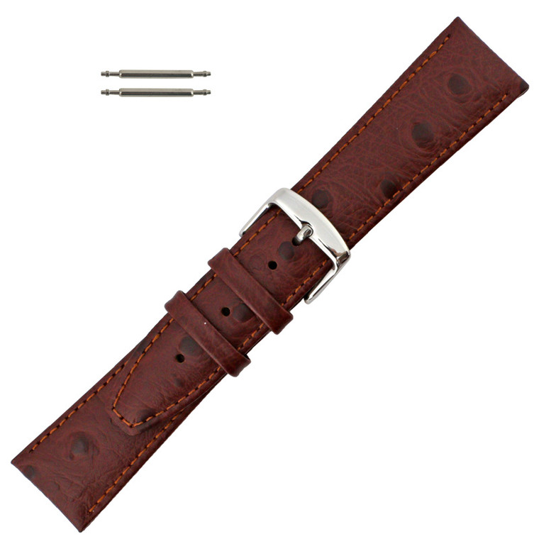 Ostrich Grain 20mm Reddish Brown Leather Watch Strap