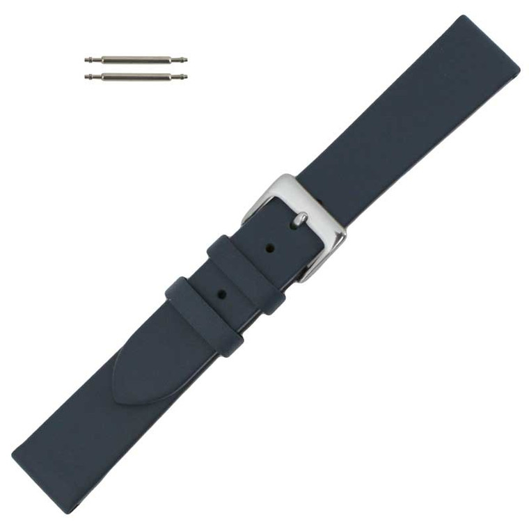 Navy Blue Watch Band 24mm Leather Smooth Calf 7 1/2 Inch Length