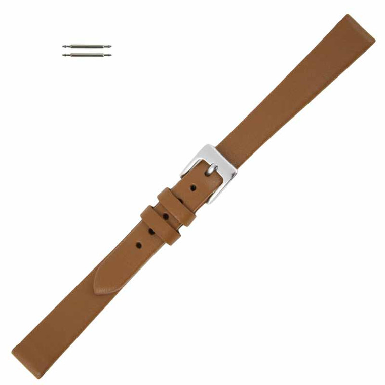 Tan Long Leather Watch Band 12MM Smooth Calf