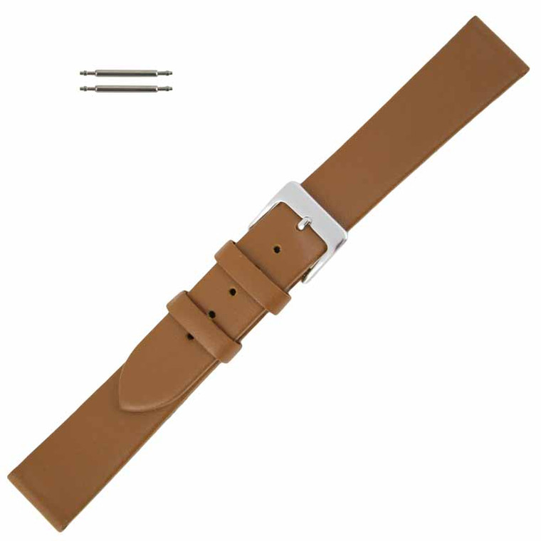 Tan Long Leather Watch Band 16MM Smooth Calf