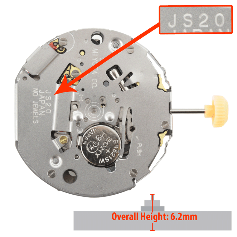 Miyota/Citizen LTD Multifunction Quartz Watch Movement JS20 Overall Height 6.2mm