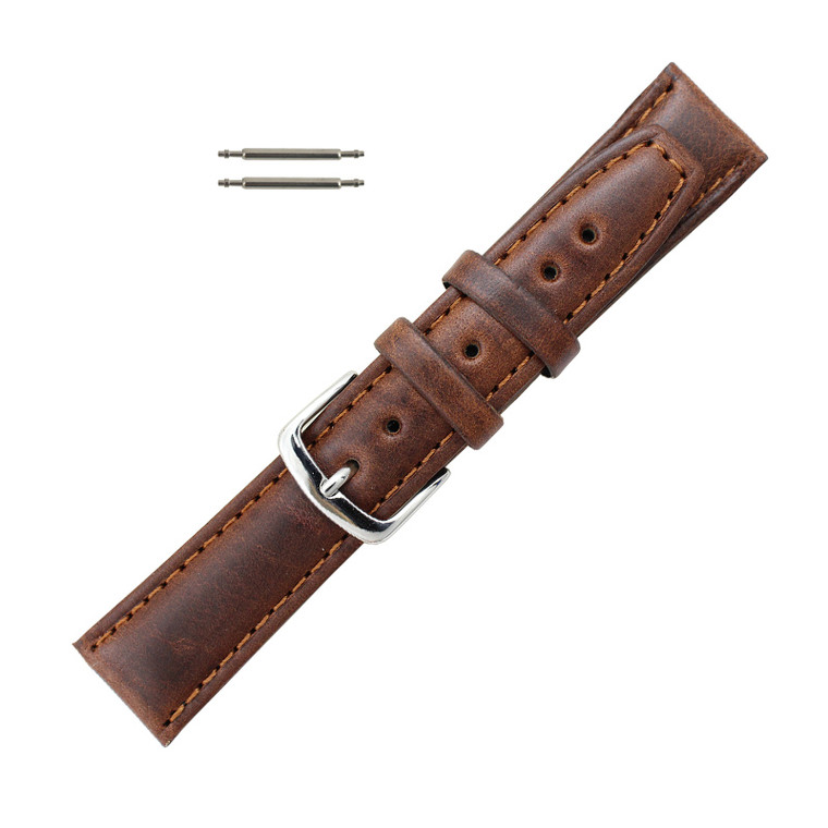 Hadley Roma Brown 18mm Oil Tanned Leather Watch Band 8 1/4 Inch Length