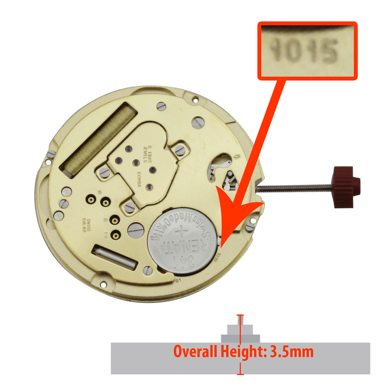 Harley Ronda 3 Hand Quartz Watch Movement HQ1015 Date At 6:00 Overall Height 3.5mm