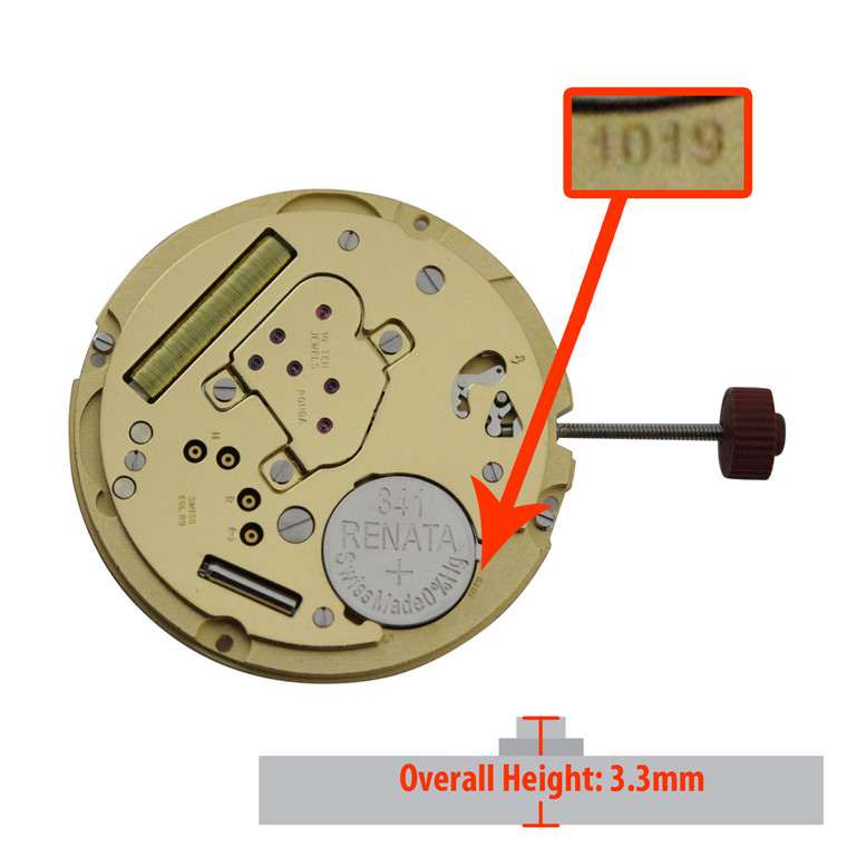 Harley Ronda 2 Hand Quartz Watch Movement HQ1019 Date At 3:00 Small Second at 6:00 Overall Height 3.3mm