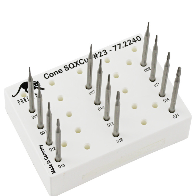 Panther Cone Square Cross Cut Burs Tungsten Steel Set of 12