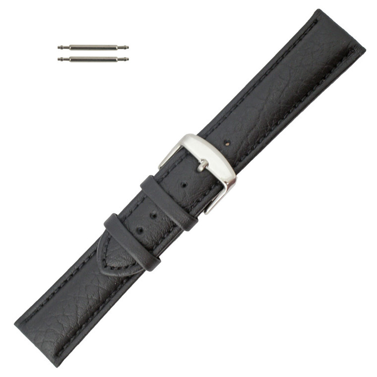 Hadley Roma Black 26mm Shrunken Grain Leather Watch Strap 7 7/8 Inch Length