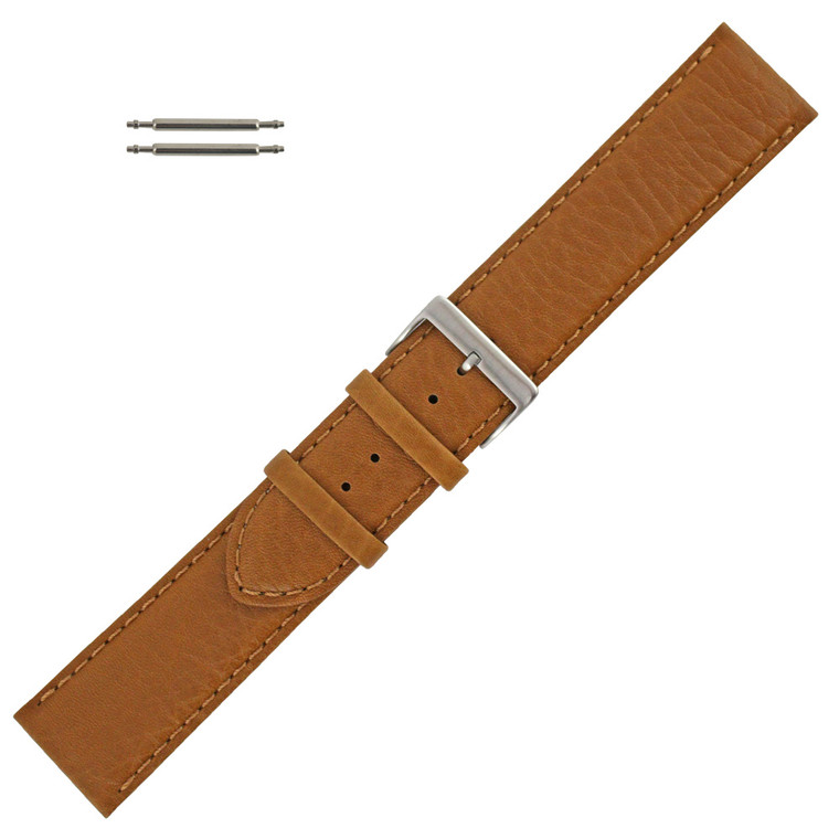 24mm Watch Band Light Brown Distressed Leather 9 Inch Length