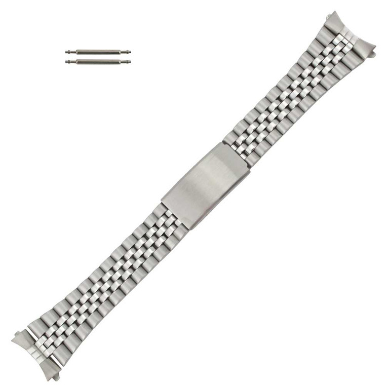 Hadley Roma Jubilee® Style Metal Watch Band 22mm Stainless Steel Tone Curved and Straight Ends 7 1/4 Inch Length