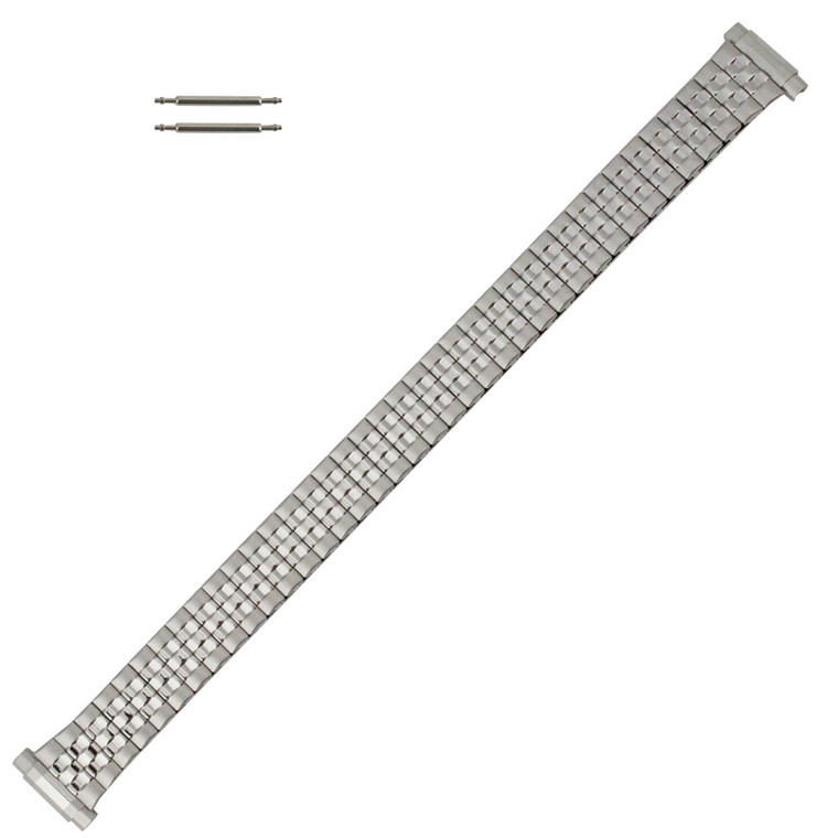 Hadley Roma 6 to 8 Inch Length Expansion Metal Stainless Steel Watch Band with Expandable Ends 10 to 14mm