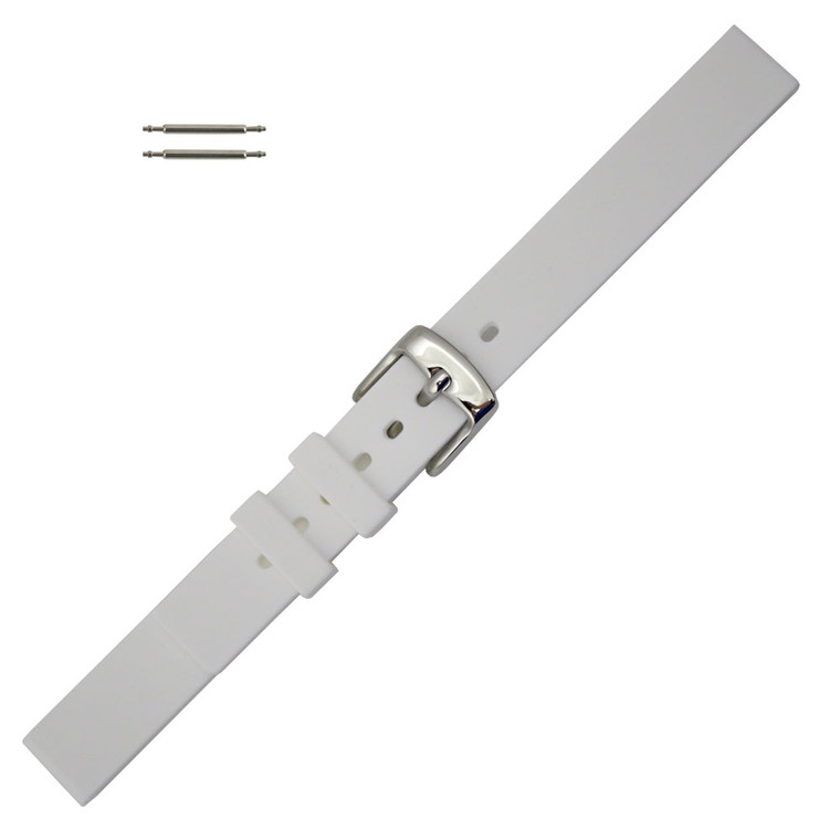 White Silicone Watch Band 12mm Rubber Strap 7 Inch Length