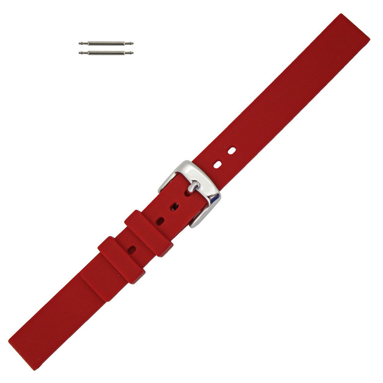 Red Silicone Watch Band 12mm Rubber Strap 7 Inch Length