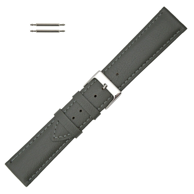 Hadley Roma Genuine Leather 22mm Leather Watch Strap Grey 7 15/16 Inch Length