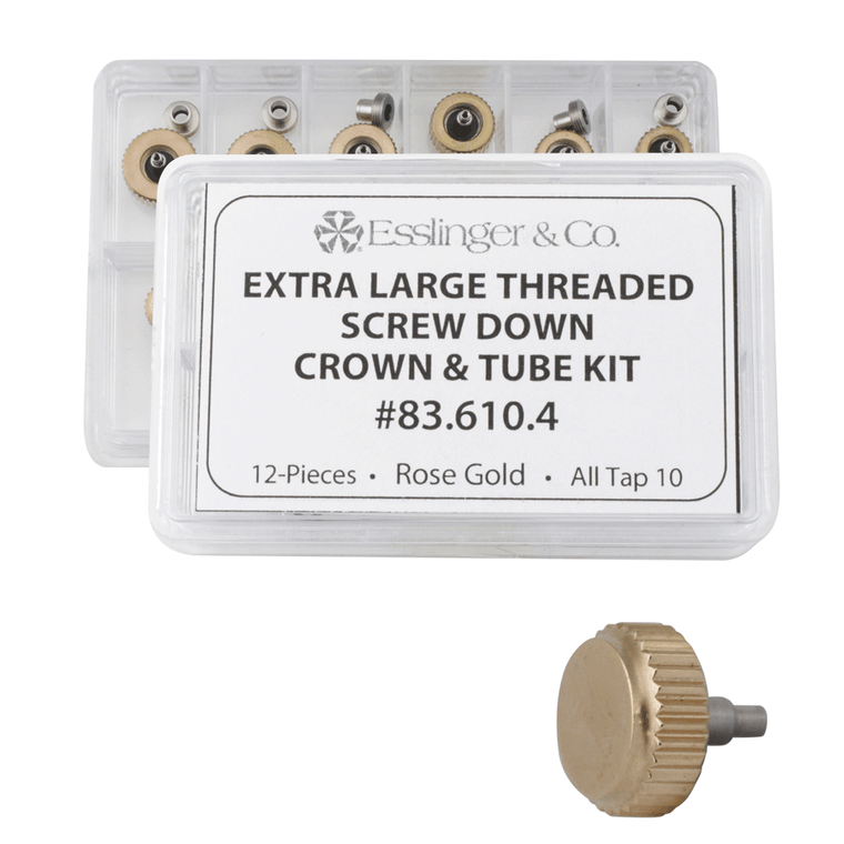 Extra Large Rose Gold Threaded Screw Down Crown and Tube Kit 12 Sets
