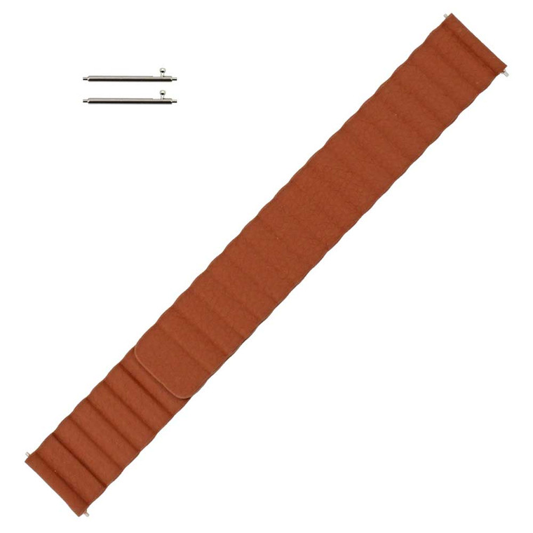 Magnetic Brown Leather 20mm Watch Band Quick Release Spring Bar Made to Fit Samsung Smart Watch