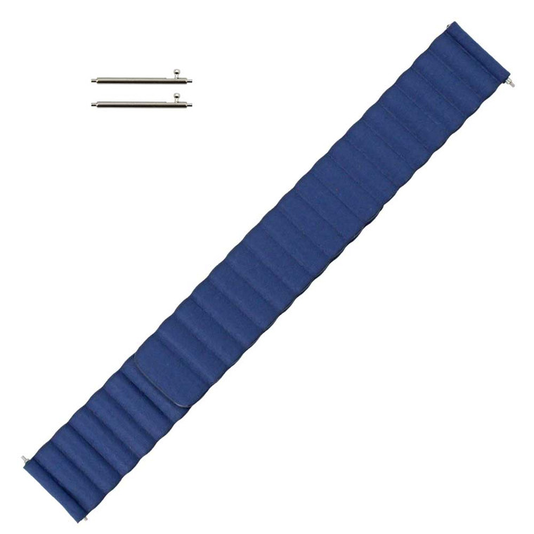 Magnetic Blue Leather 20mm Watch Band Quick Release Spring Bar Made to Fit Samsung Smart Watch