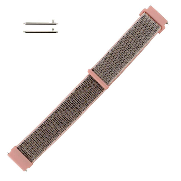 Sand Pink Nylon Velcro Style 22mm Sport Watch Band Quick Release Spring Bar Made to Fit Samsung Smart Watch