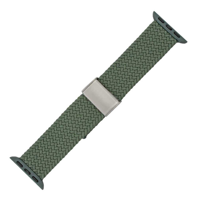 Olive Green Braided Nylon Elastic Watch Band Made to Fit 38mm Apple® Watch