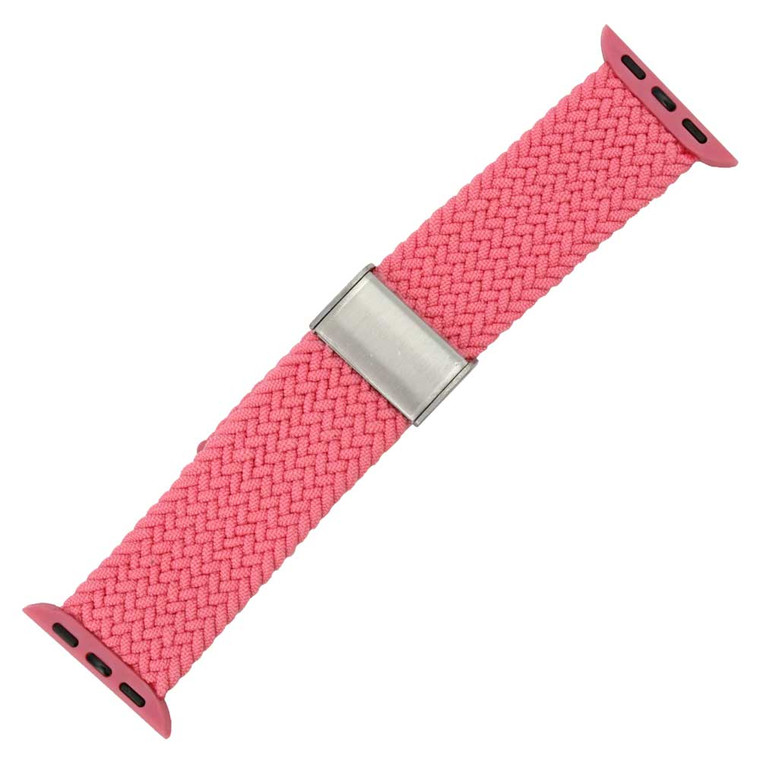 Pink Braided Nylon Elastic Watch Band Made to Fit 42mm Apple® Watch