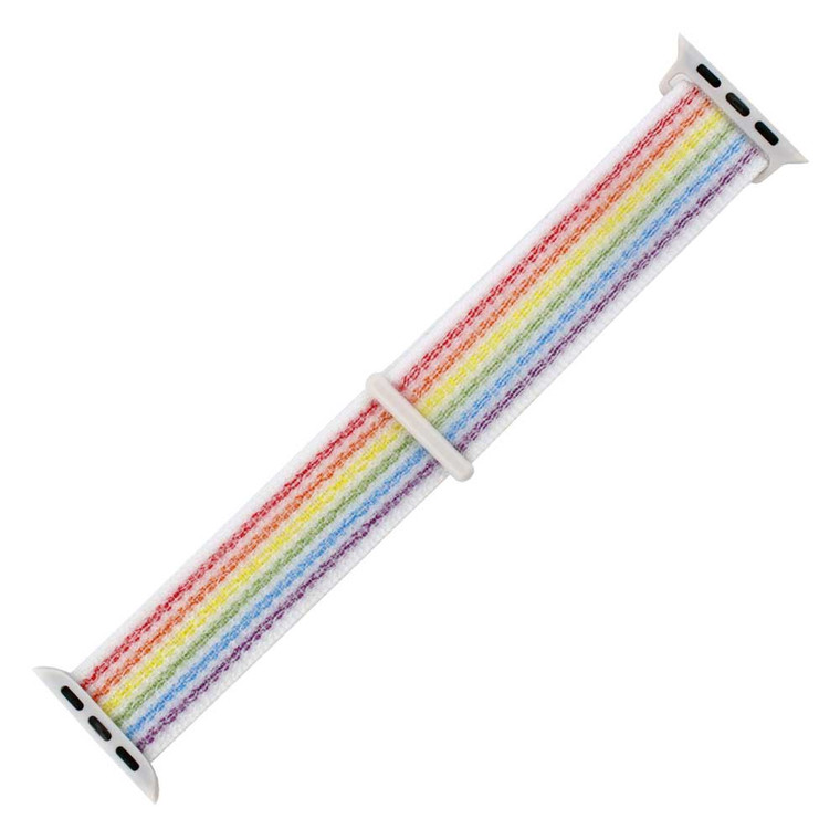 White Rainbow Nylon Velcro Style Sport Watch Band Made to Fit 38mm Apple® Watch