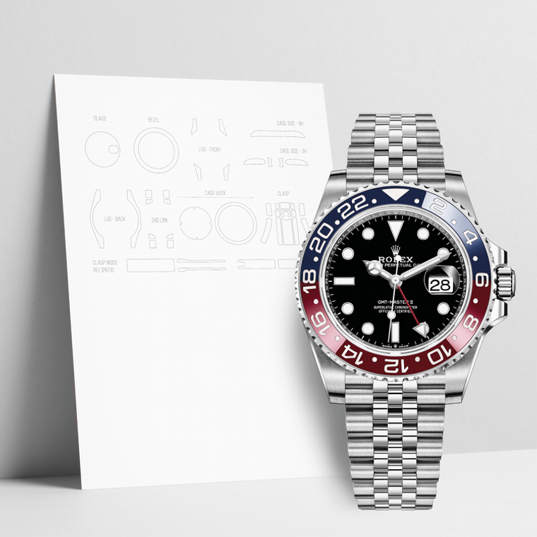 Anti Scratch Watch Shells™ Protective Film for Rolex® GMT 126710 Premium Package