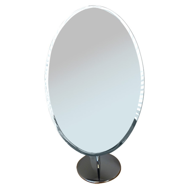 Chrome Pedestal 18 Inch Rimless Oval Mirror