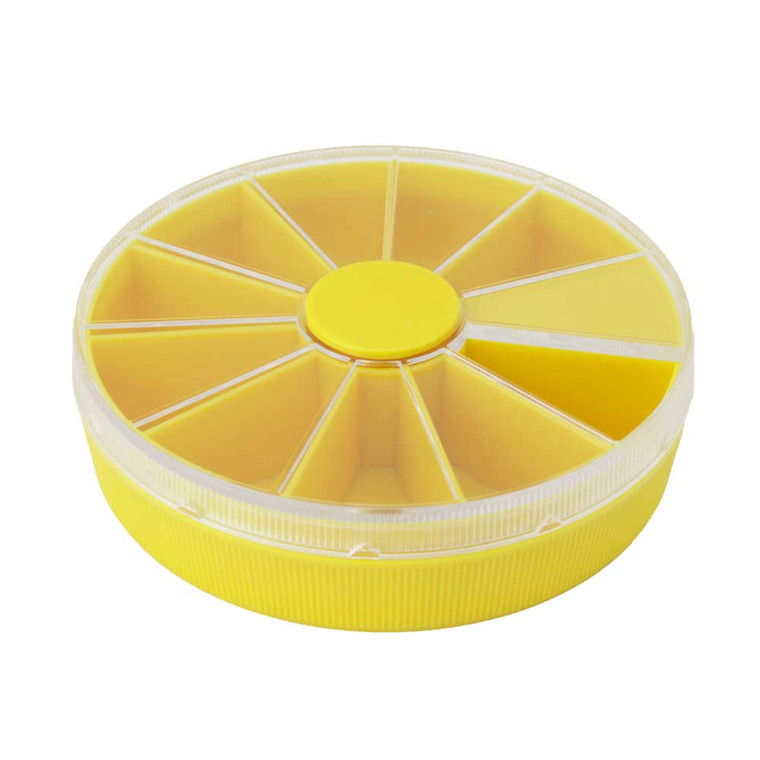 Round Storage Tray 4 1/2 Inch Revolving Cover with 10 Sections