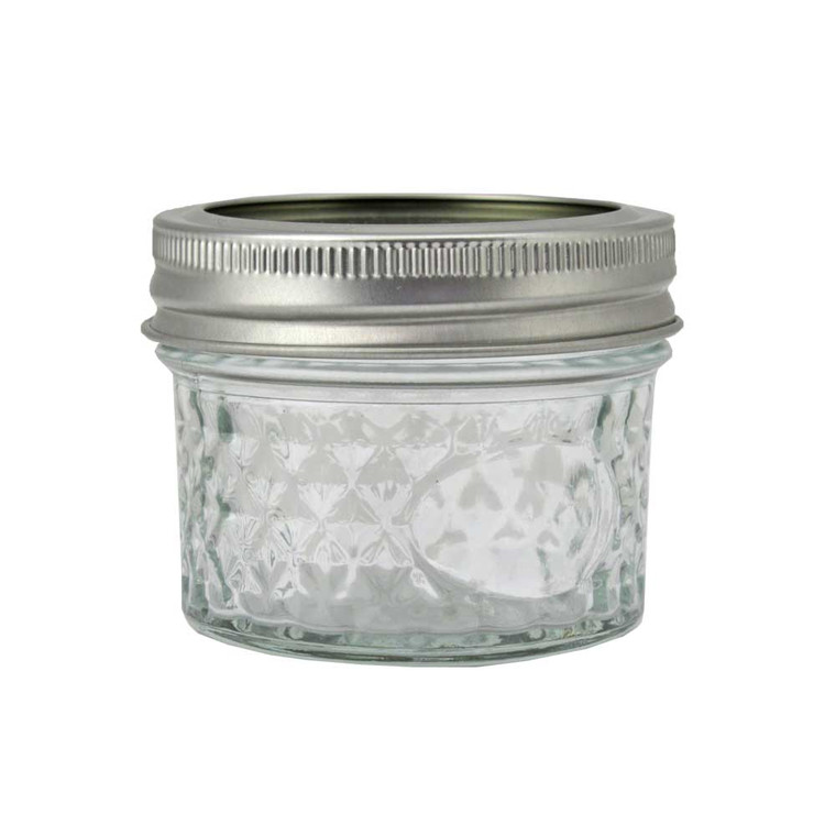 Clear Glass Jar 4 Oz Diamond Cut Design