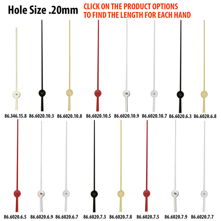 Sweep Second Center Hands For Watches Hole Size .20mm