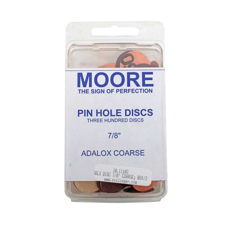 Moore's Adalox 7/8 Inch Pin Hole Center Sanding Discs Box 300 COARSE