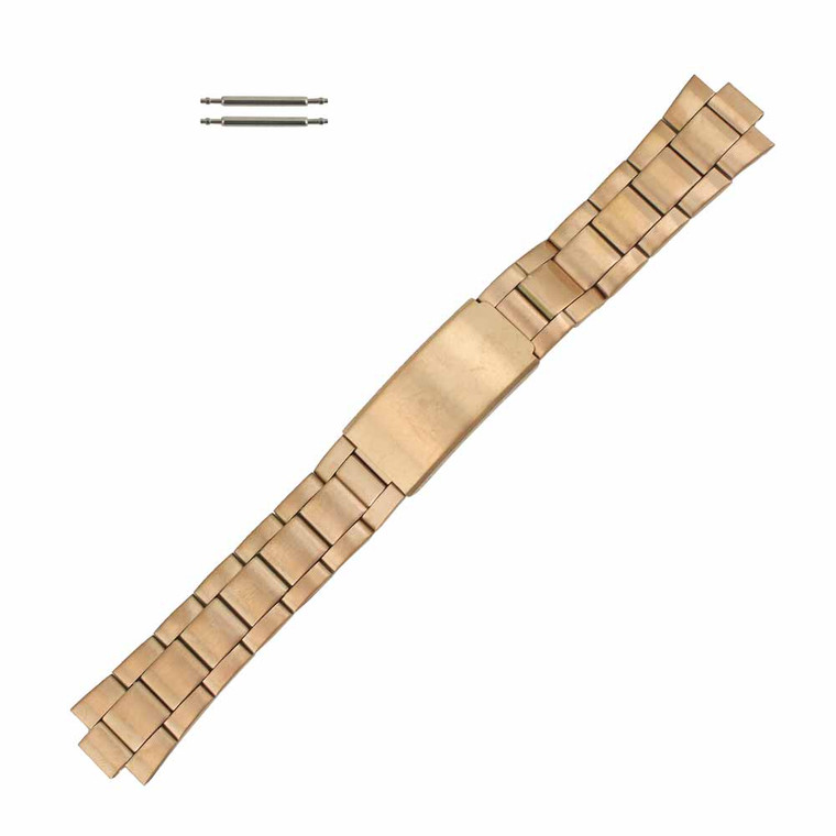 Rose Gold Tone 6 3/4 Inch Length Metal Watch Band Curved End or Straight End 18 to 22 mm