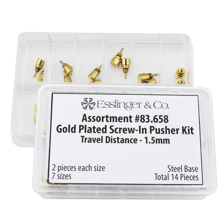 Gold Plated Threaded Fit Spring Loaded Push Buttons for Multifunction And Chronograph Watches 14 Piece Kit 