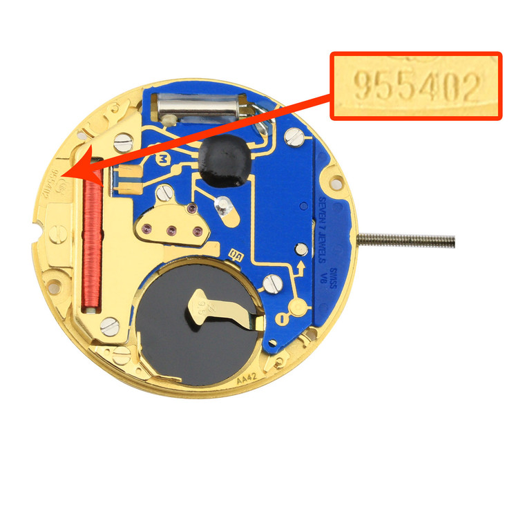 ETA® 3 Hand Quartz Watch Movement 955.402 Overall Height 4.0mm