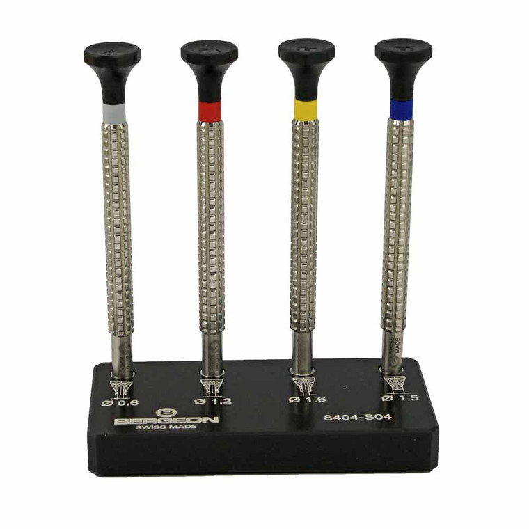 Bergeon 8404-S04 Set of 4 Watch Hand Install Setting Tools with Base