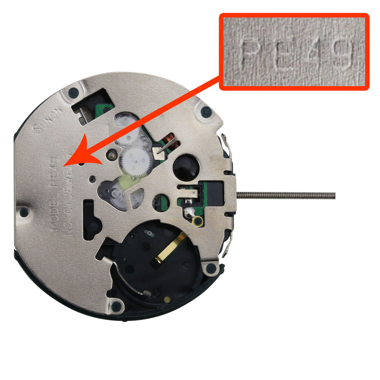 Far East Sunon® 4 Hand Quartz Watch Movement PE49D Date At 3:00 Small Second At 6:00 And 12:00 Overall Height 6.4mm