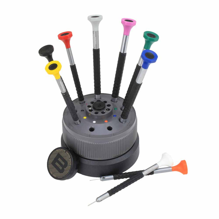 Bergeon 7899 9 Piece Ergonomic Aluminum Watchmakers Screwdrivers on Stand