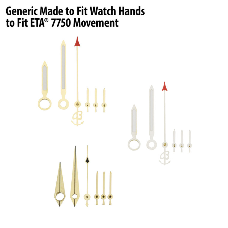 Generic Made To Fit Watch Hands To Fit ETA 7750 Movement Set of 6 Replacement Hands
