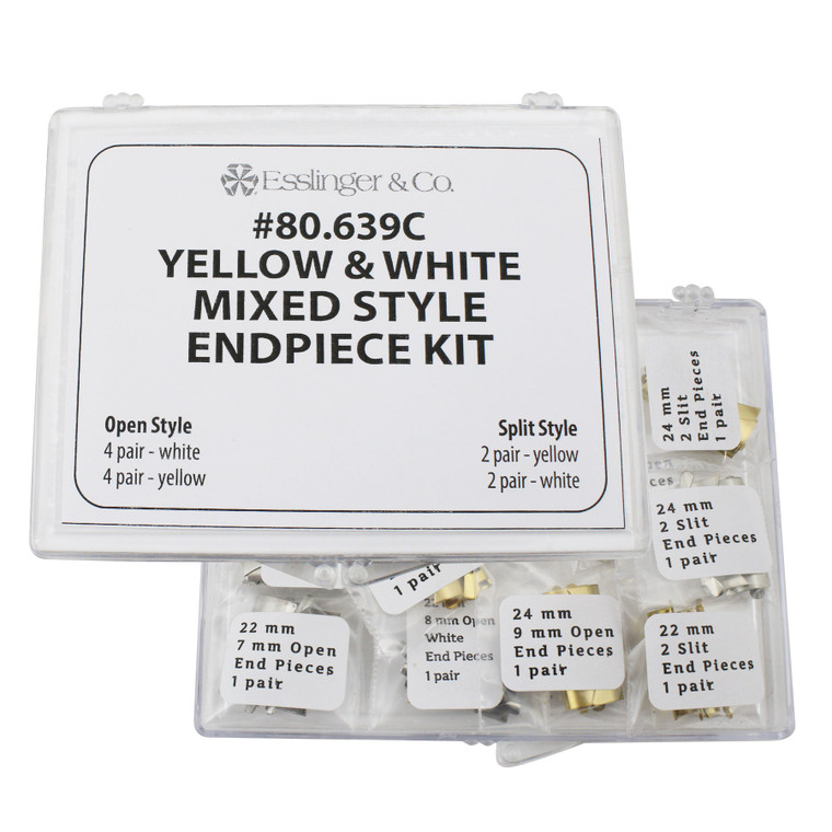 Watch Band Mixed Cut Out And Split Style Gold And White Plated End Piece Assortment 24 Pieces