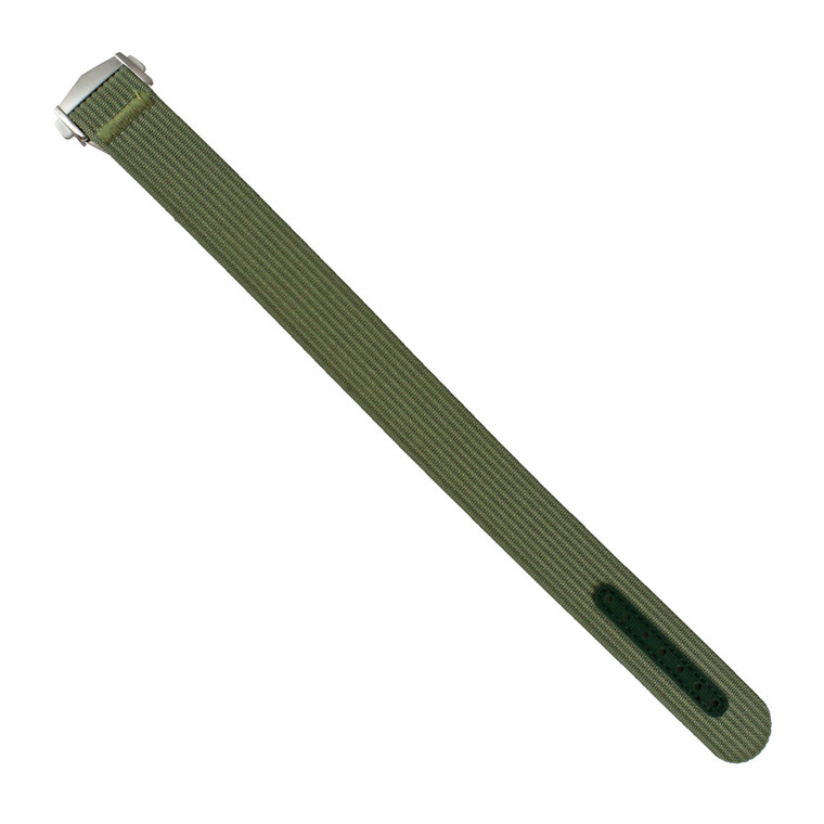 Olive Ribbed Nylon Watch Band with Deployant Clasp 18mm Strap 9 14/16 Inch Length