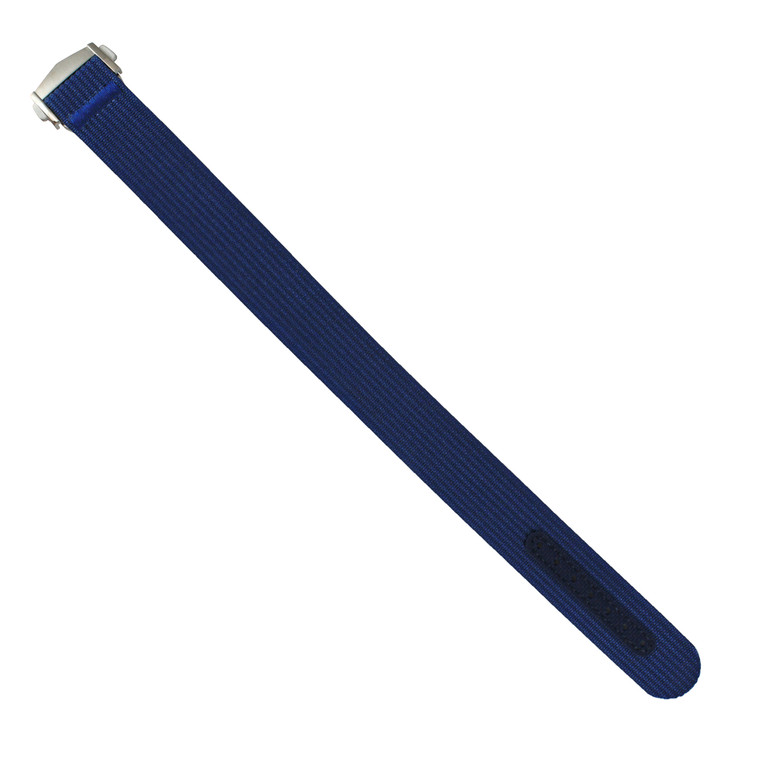 Navy Blue Ribbed Nylon Watch Band with Deployant Clasp 18mm Strap 9 14/16 Inch Length